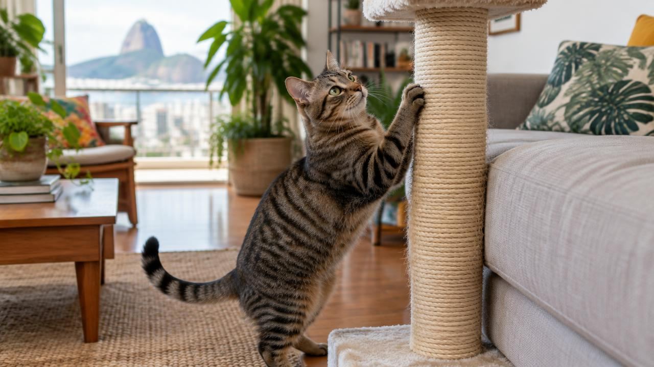 Gato arranhando móveis: entender o comportamento e redirecionar
